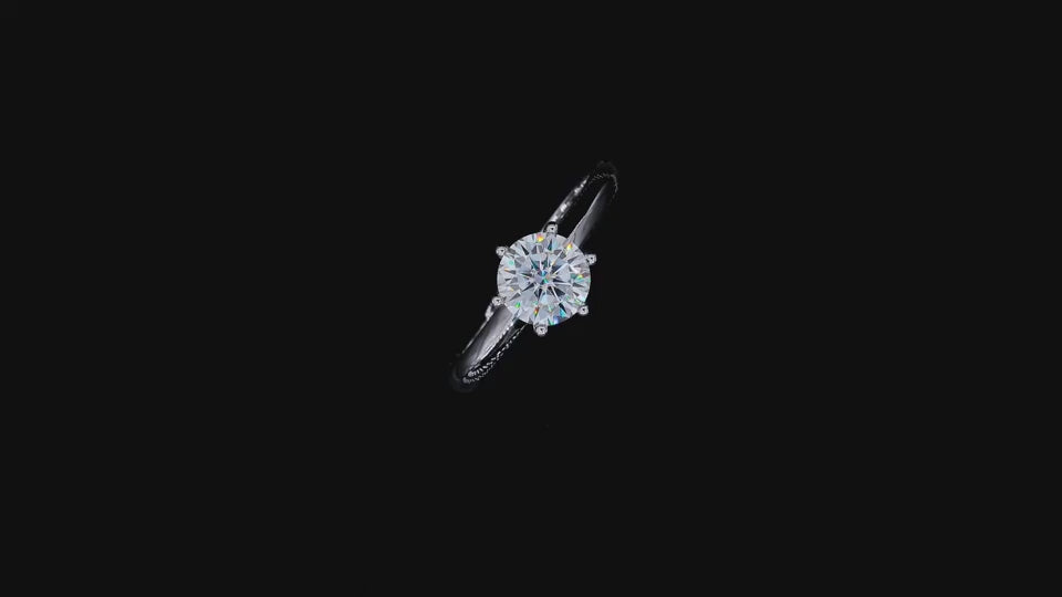 Klassischer Verlobungsring aus 925 Silber mit 1ct Moissanit