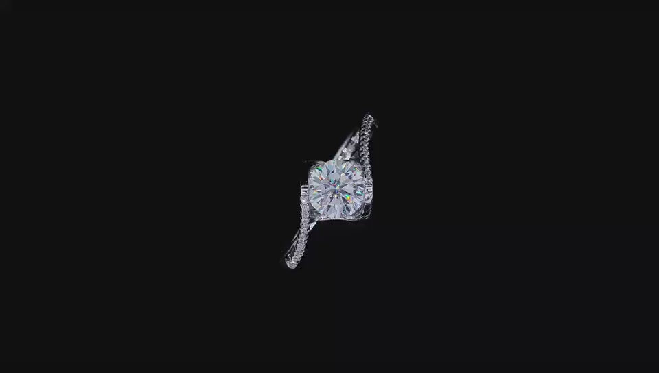 Eleganter 925 Silber Verlobungsring mit 1ct Moissanit & Herz-Detail