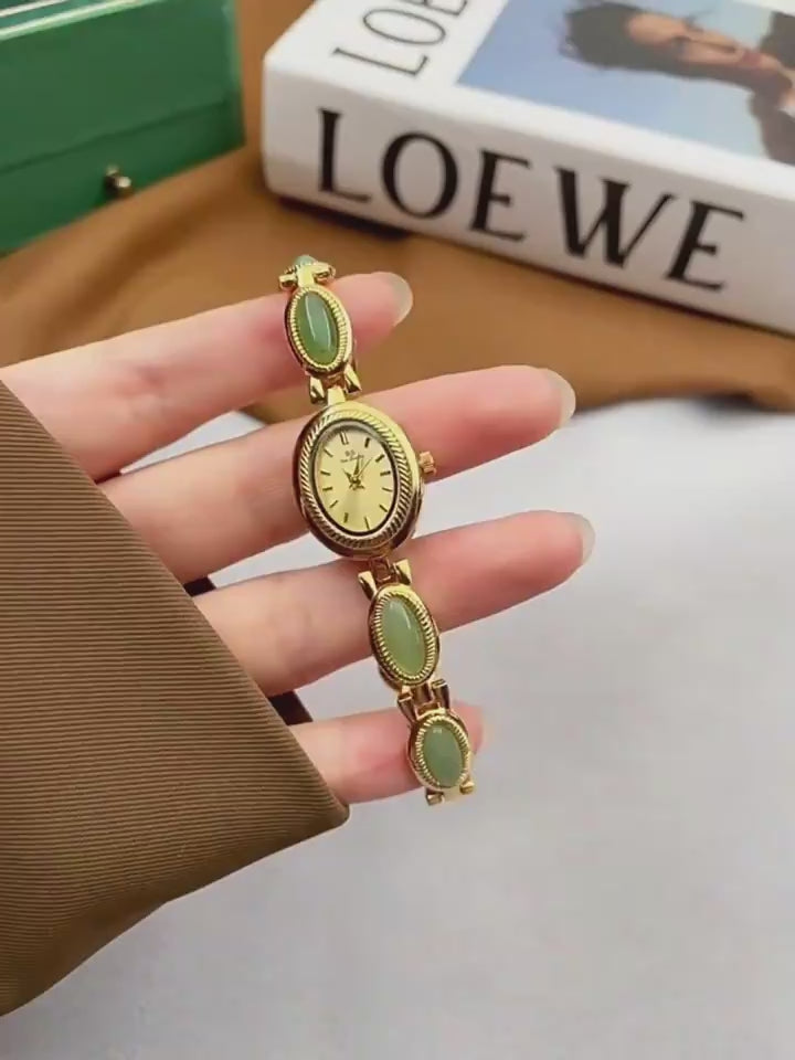 Elegante Damen-Uhr mit Naturstein