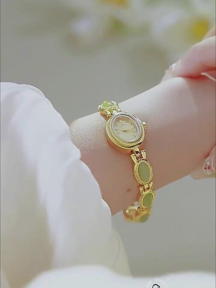 Elegante Damen-Uhr mit Naturstein