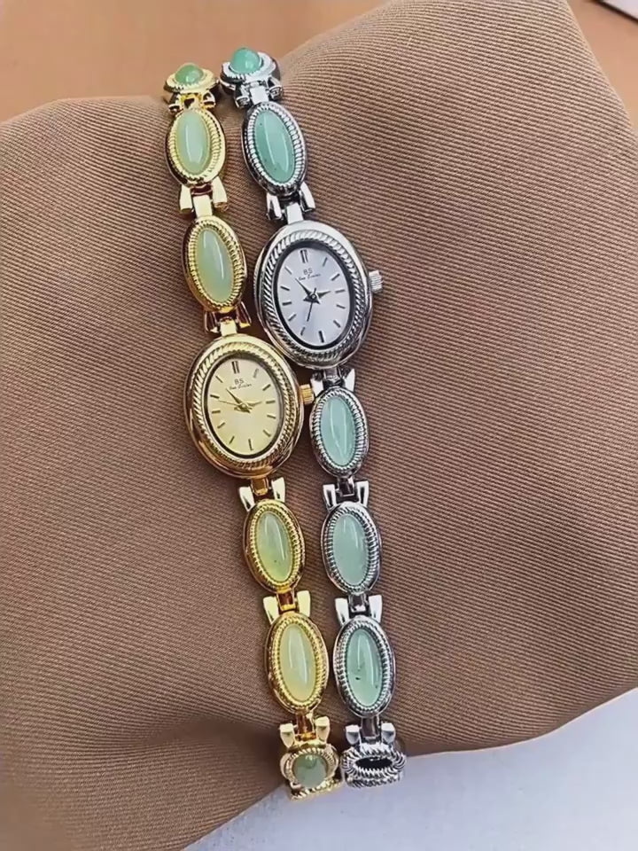 Elegant women's watch with natural stone