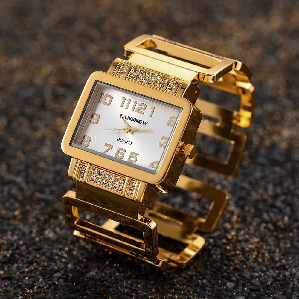 Elegant Ladies' Wristwatch with Sparkling Stones – Luxurious Design in Gold and Silver