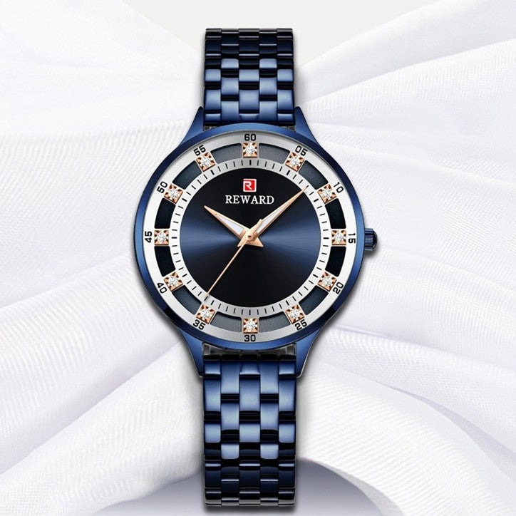 Elegant ladies' wristwatch with stainless steel bracelet and diamond details