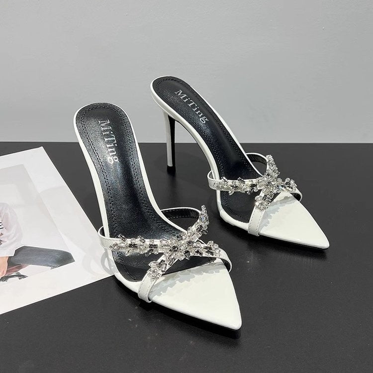 Elegant Women's Rhinestone Mules
