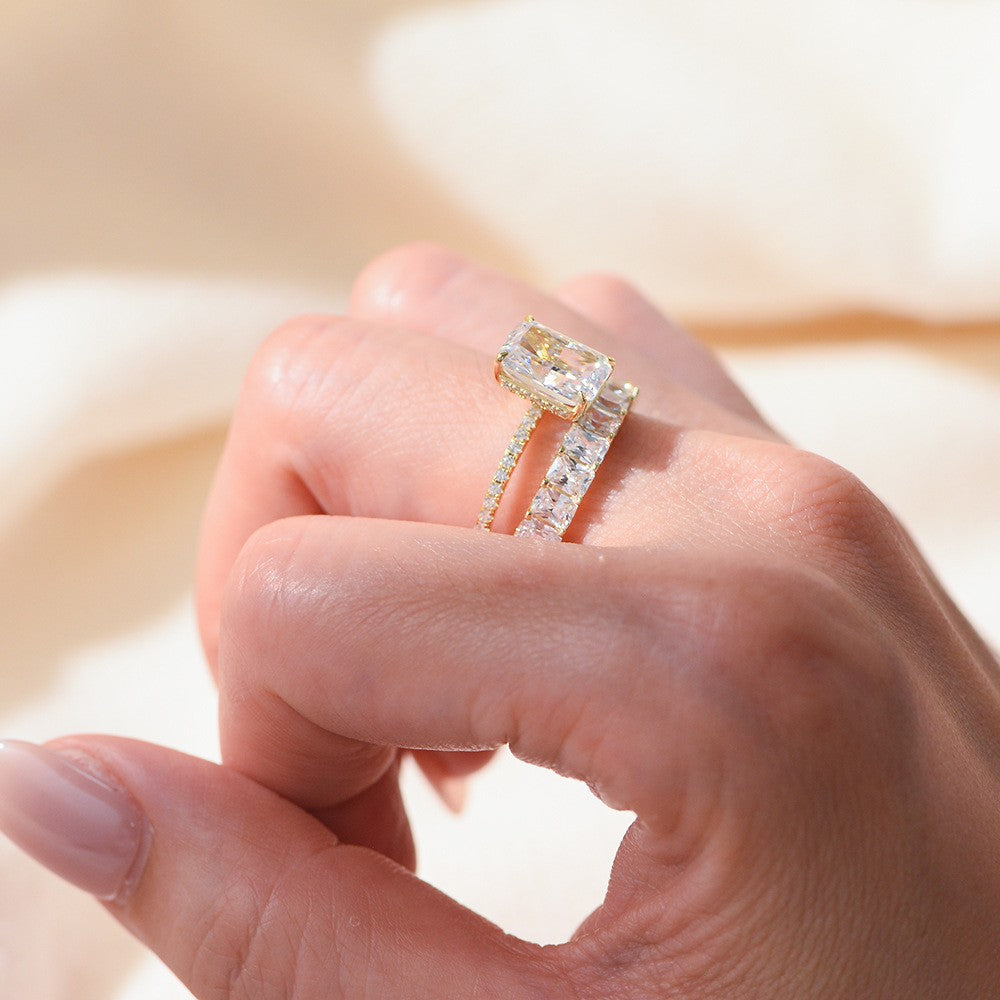 Elegantes 2-teiliges 925 Silber-Ring-Set mit Zirkonia