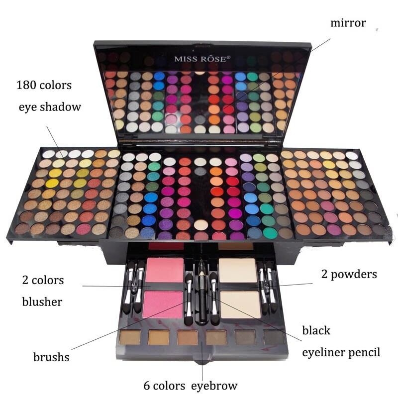 Großes 180-Farben Make-up-Set (Lidschatten & Rouge Palette)