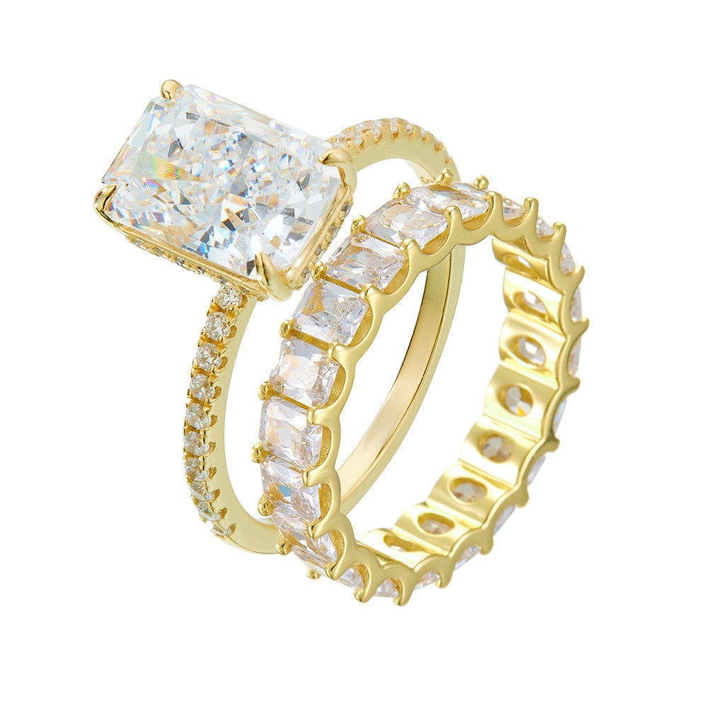 Elegantes 2-teiliges 925 Silber-Ring-Set mit Zirkonia