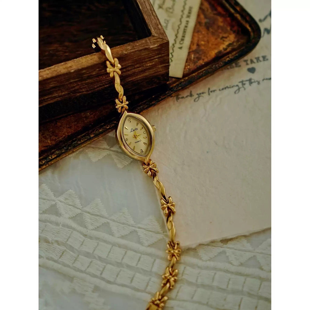 Elegante Damen-Armbanduhr im Vintage-Stil mit Blumen-Design