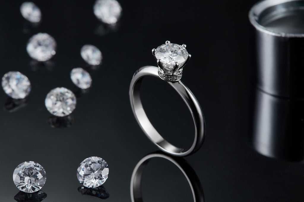 Klassischer Verlobungsring aus 925 Silber mit 1ct Moissanit