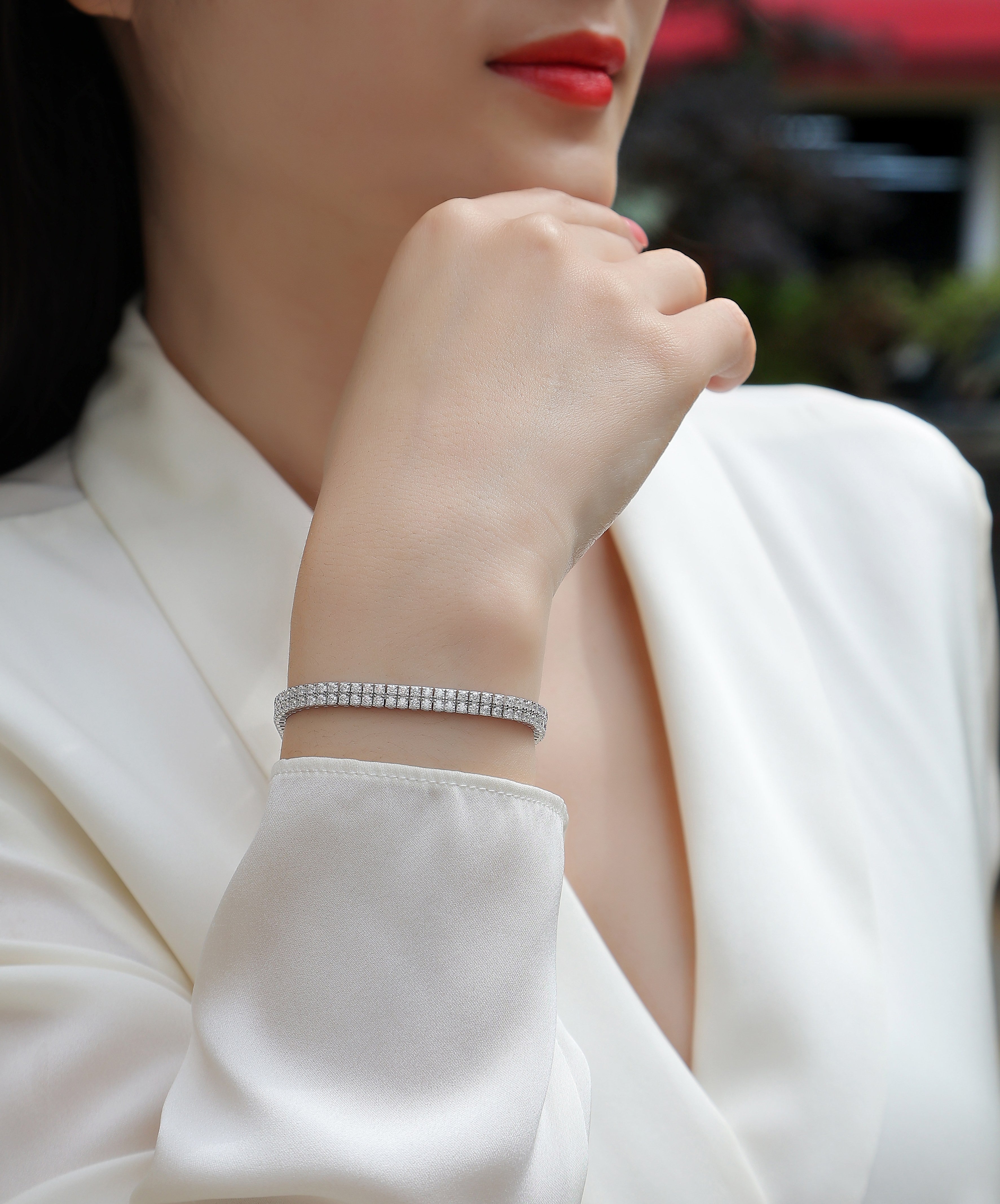 Luxuriöses 925 Silber Tennis-Armband mit funkelnden Steinen
