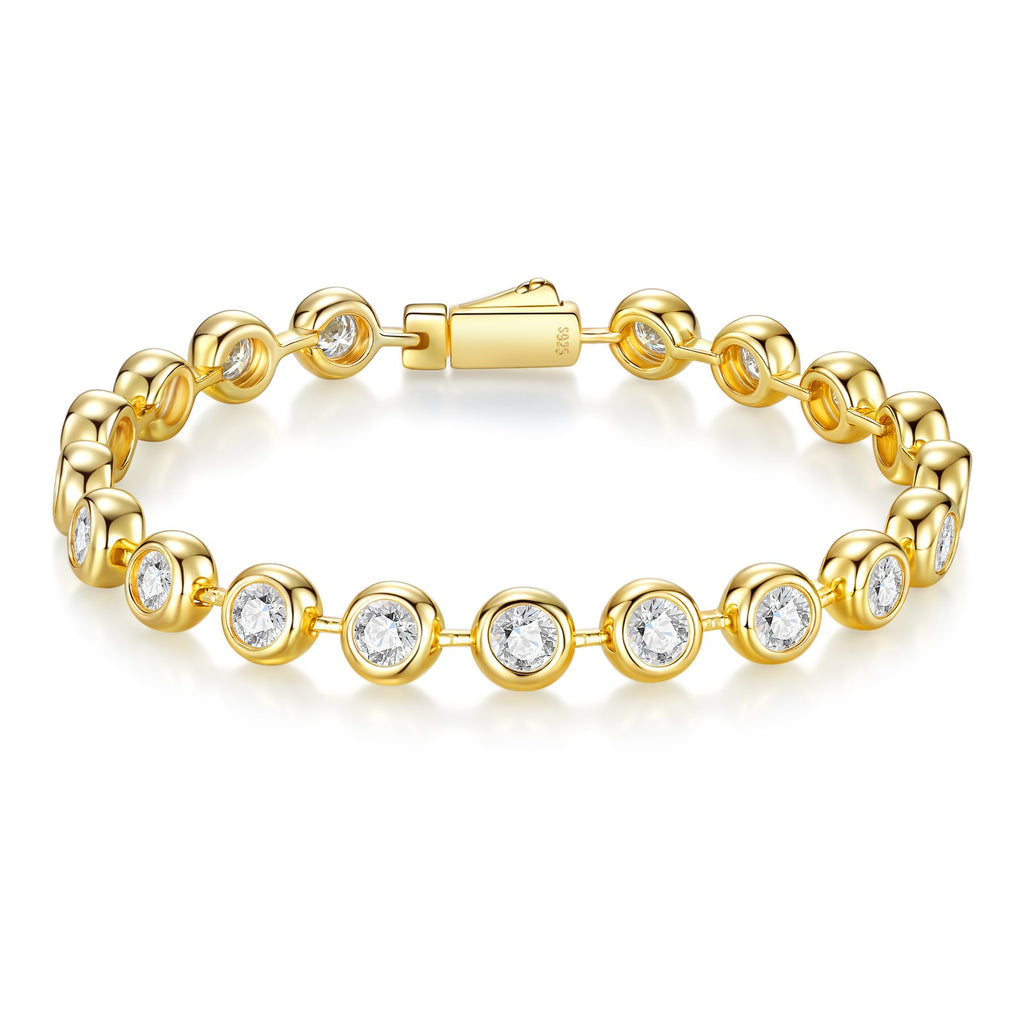 Luxuriöses goldenes 925 Silber-Armband mit Moissanit