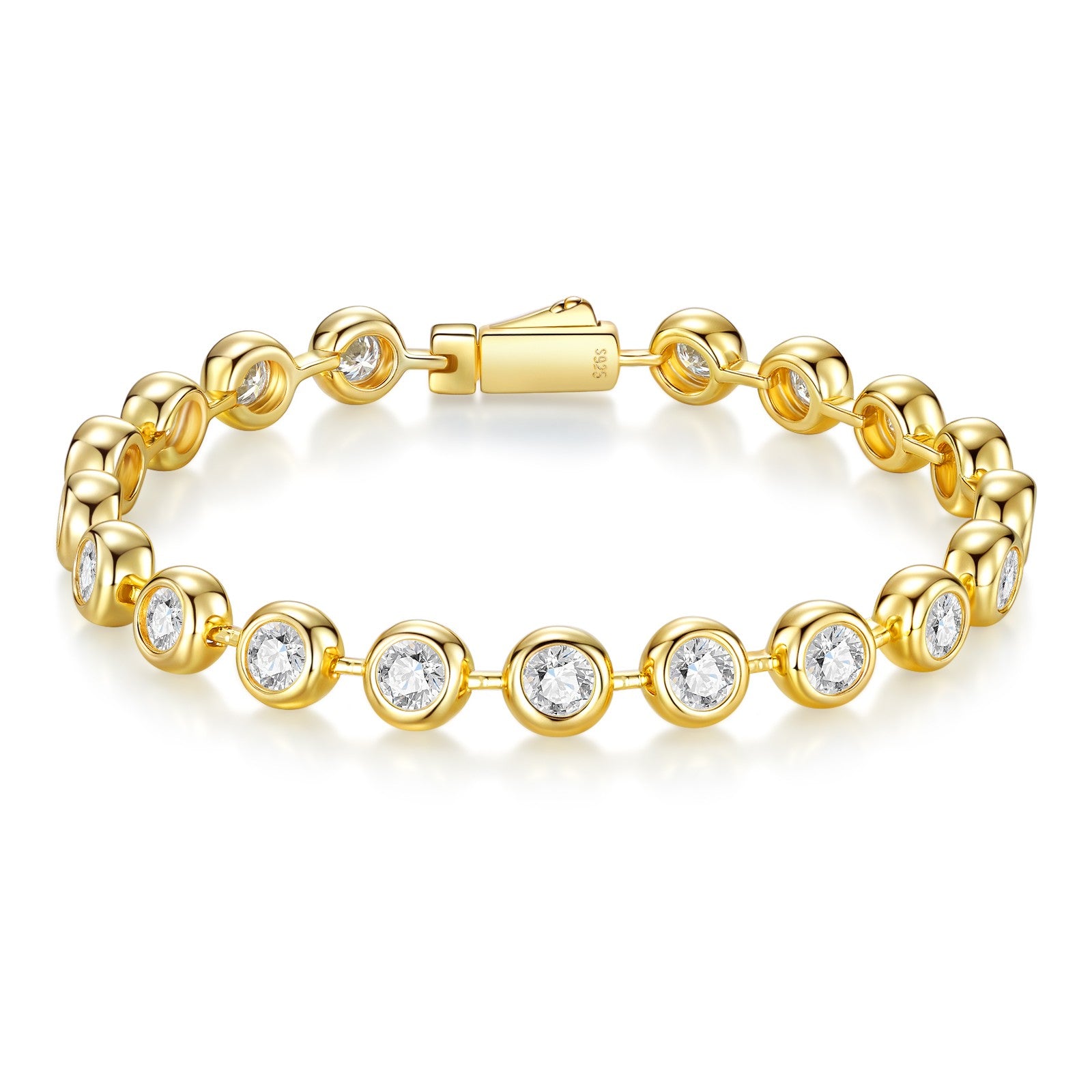 Luxuriöses goldenes 925 Silber-Armband mit Moissanit